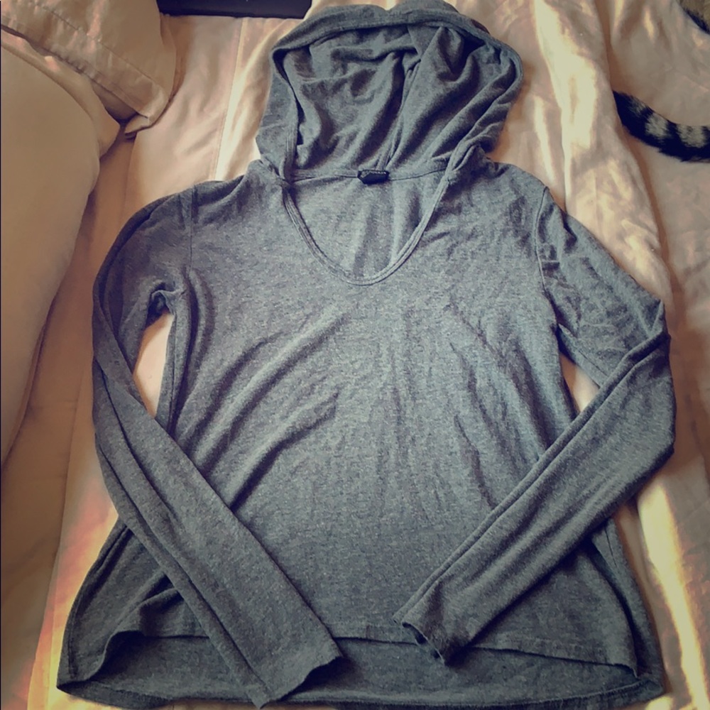 Gray Hoodie Long Sleeve Shirt
